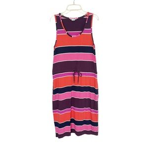Boden Drawstring Stripe Sleeveless Tank Midi Dress